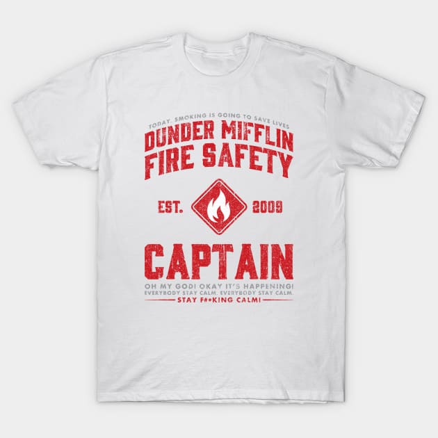 Dunder Mifflin Fire Safety Captain T-Shirt by huckblade